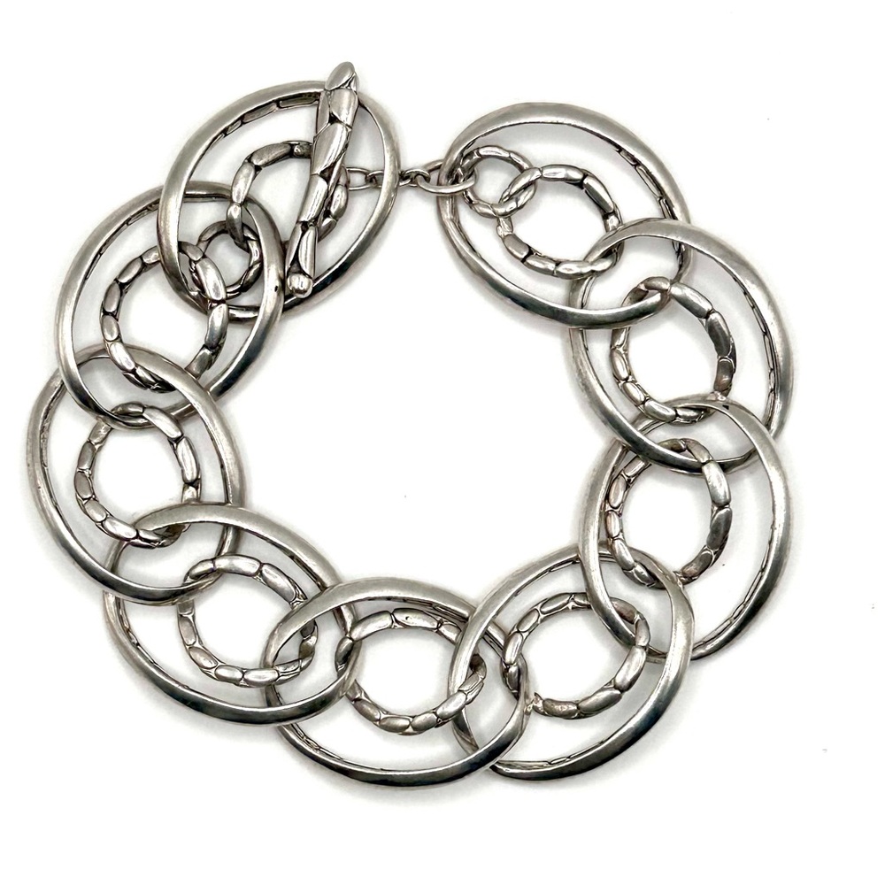 John Hardy Sterling Silver Kali Link Bracelet 7.75” Pebble Pattern Rare 925
